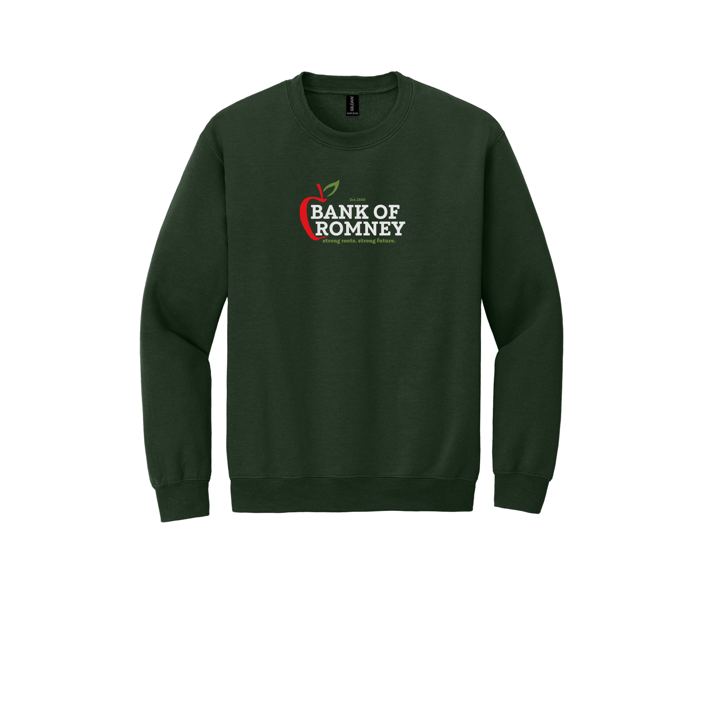 bankofromney-comfort-crewneck-dtf-front-18000-forestgreen-flat-front