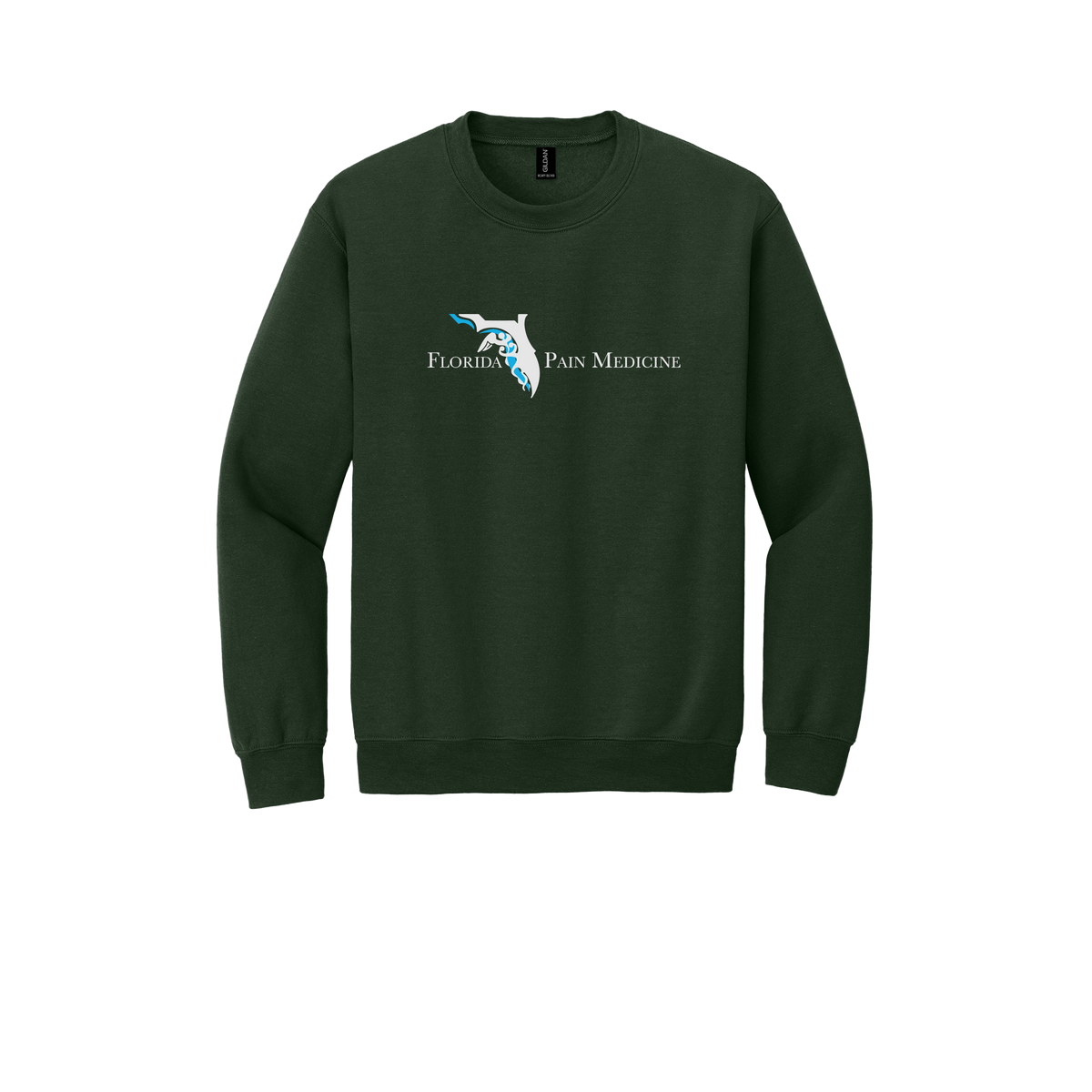 floridapainmedicine-clinic-comfort-crewneck-dtf-front-18000-forestgreen-flat-front