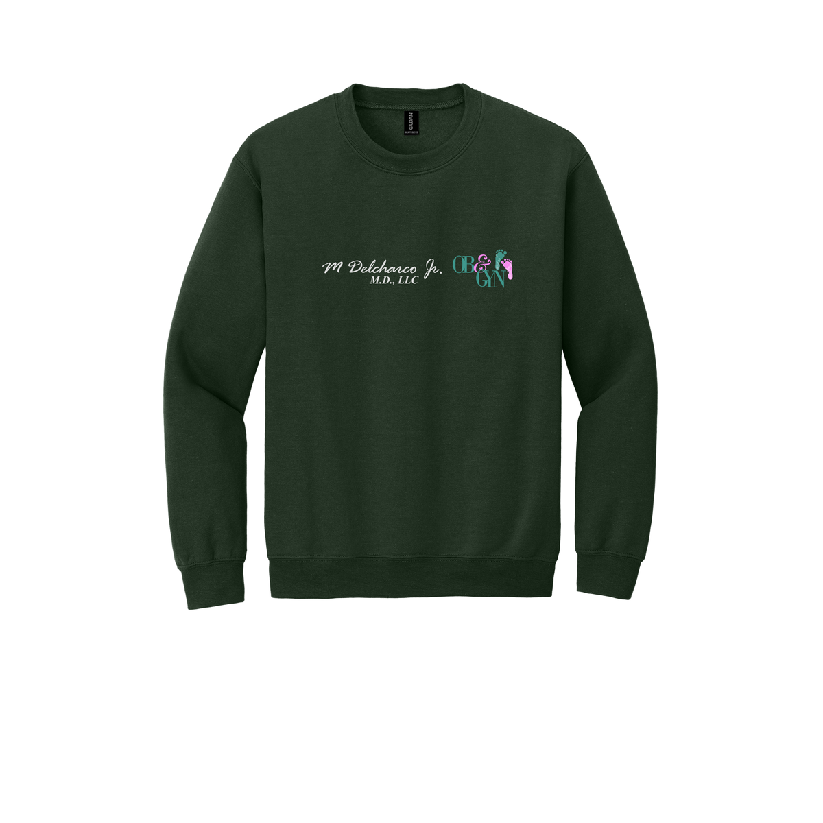 delcharco-clinic-comfort-crewneck-dtf-front-18000-forestgreen-flat-front