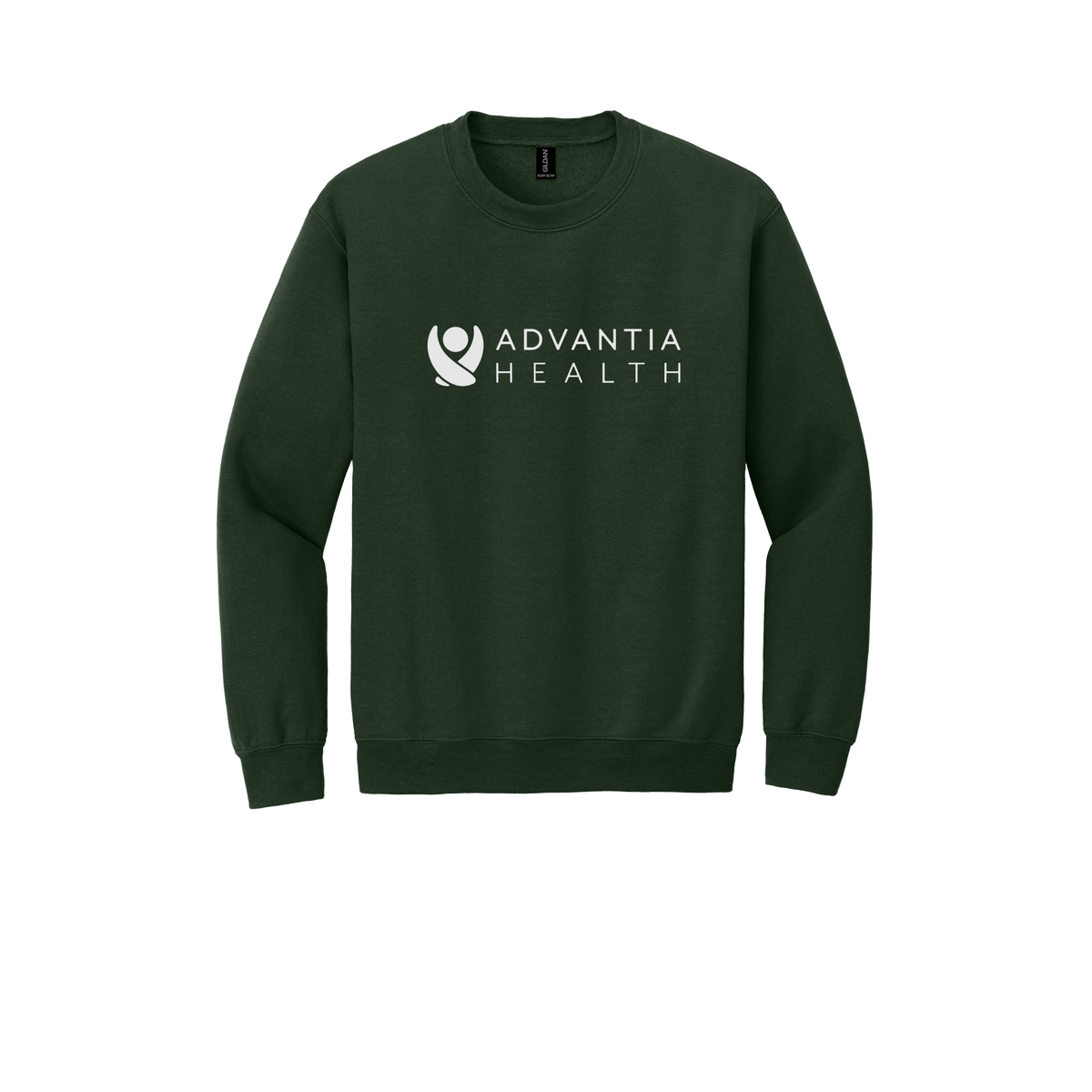 advantiahealth-clinic-comfort-crewneck-dtf-front-18000-forestgreen-flat-front
