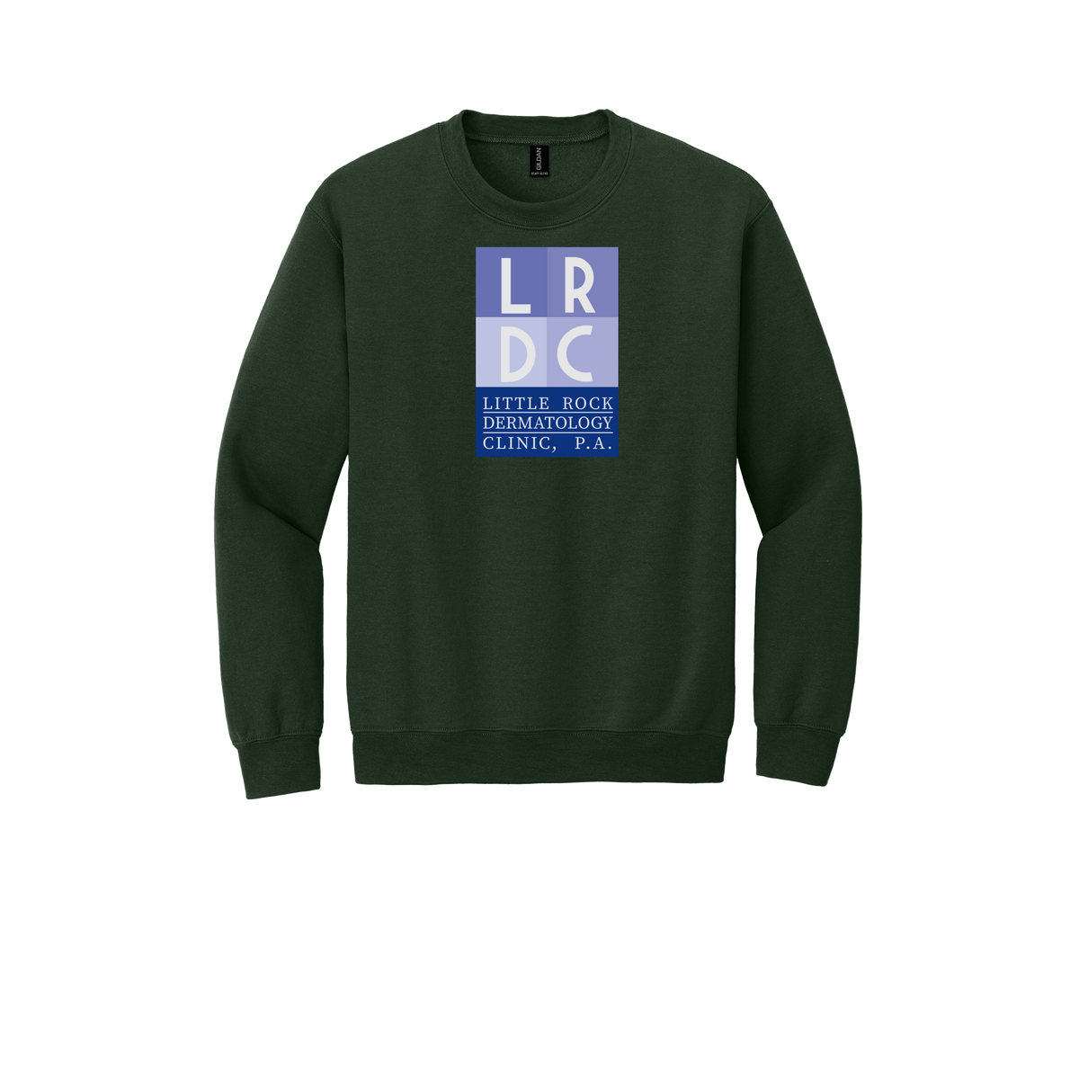 littlerockdermatology-clinic-comfort-crewneck-dtf-front-18000-forestgreen-flat-front