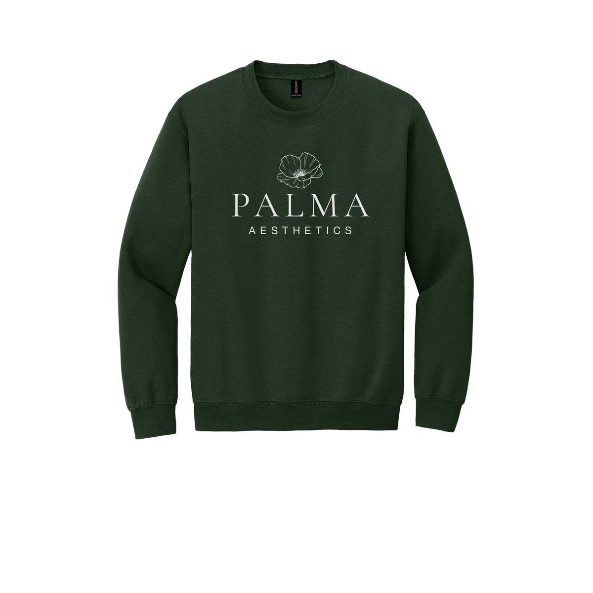 palmaaesthetics-clinic-comfort-crewneck-dtf-front-18000-forestgreen-flat-front
