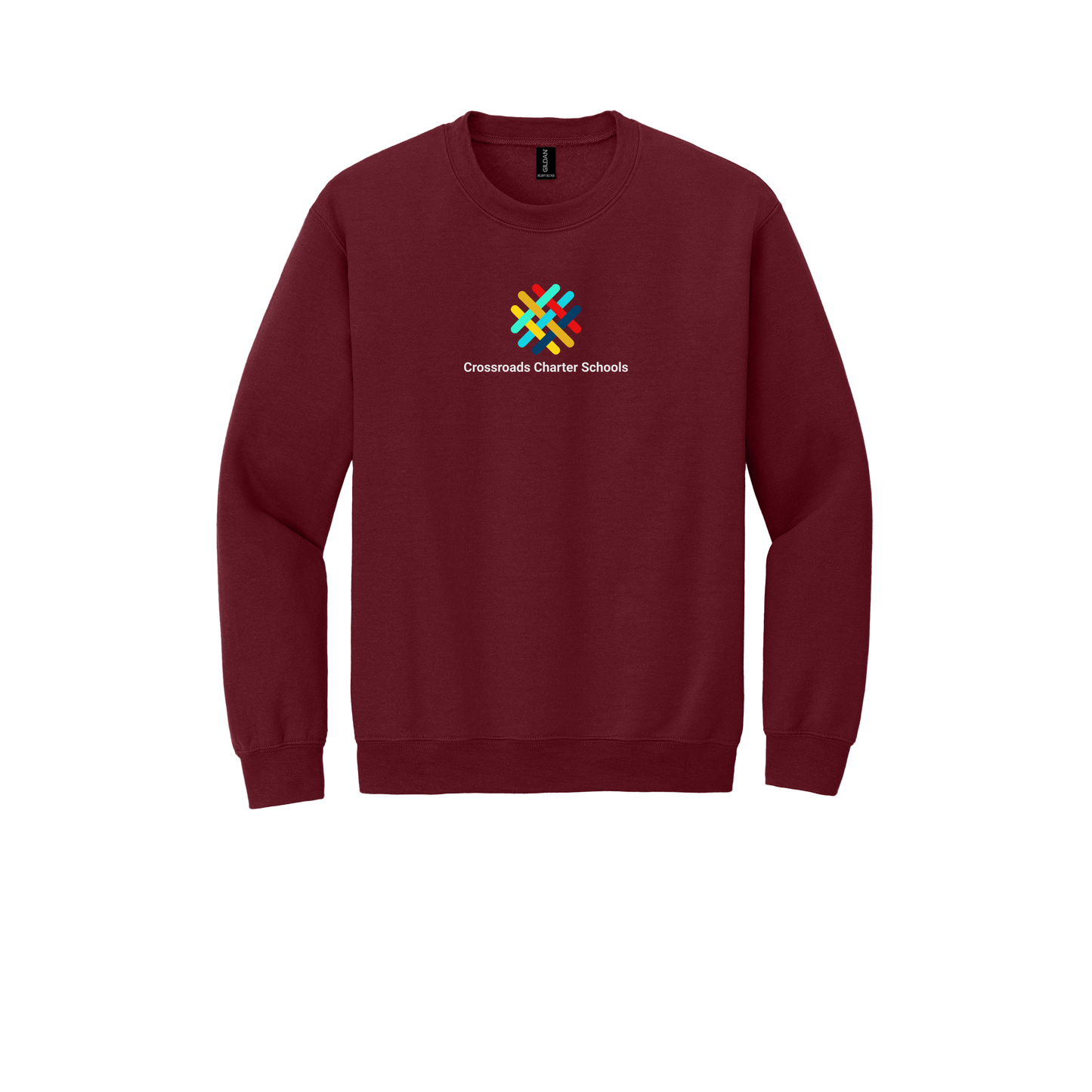 crossroadsschoolskc-comfort-crewneck-dtf-front-18000-garnet-flat-front