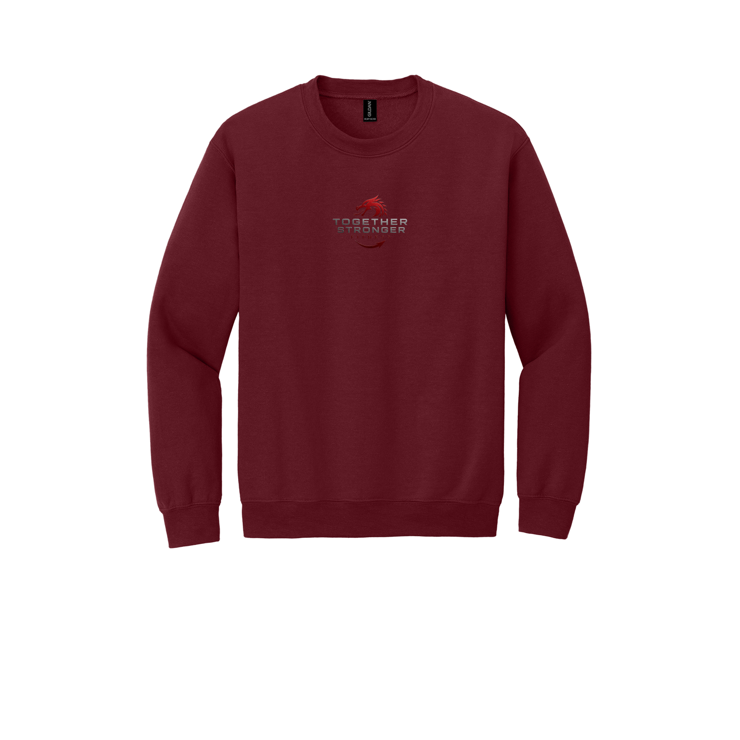 togetherstrongerfitness-comfort-crewneck-dtf-front-18000-garnet-flat-front