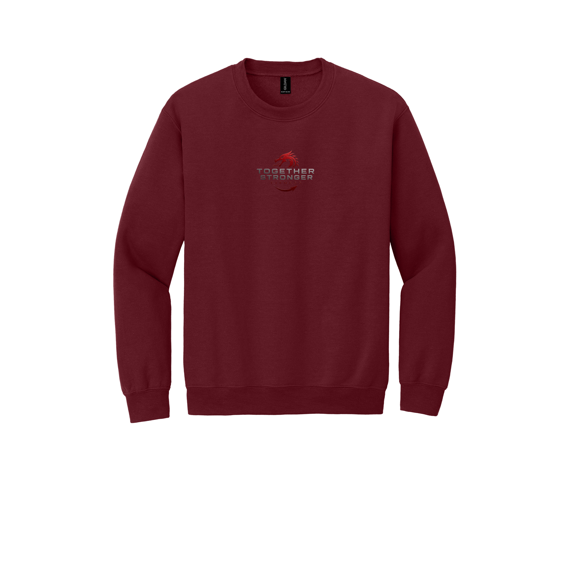 togetherstrongerfitness-comfort-crewneck-dtf-front-18000-garnet-flat-front