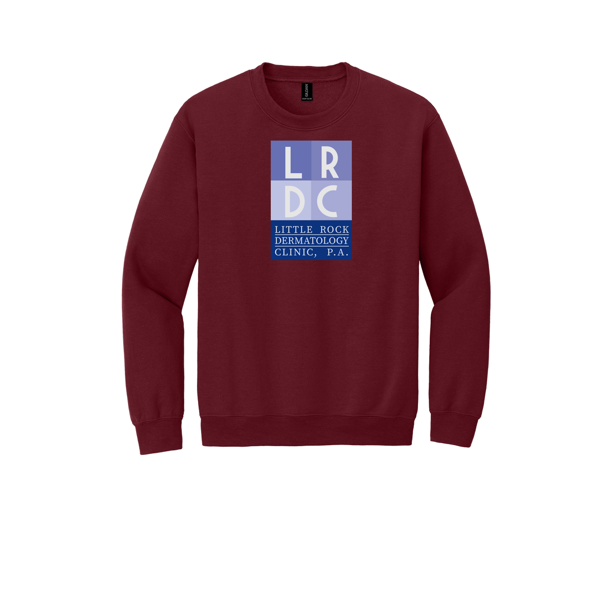 littlerockdermatology-clinic-comfort-crewneck-dtf-front-18000-garnet-flat-front