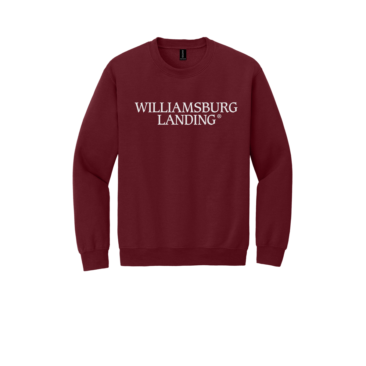 williamsburglanding-comfort-crewneck-dtf-front-18000-garnet-flat-front