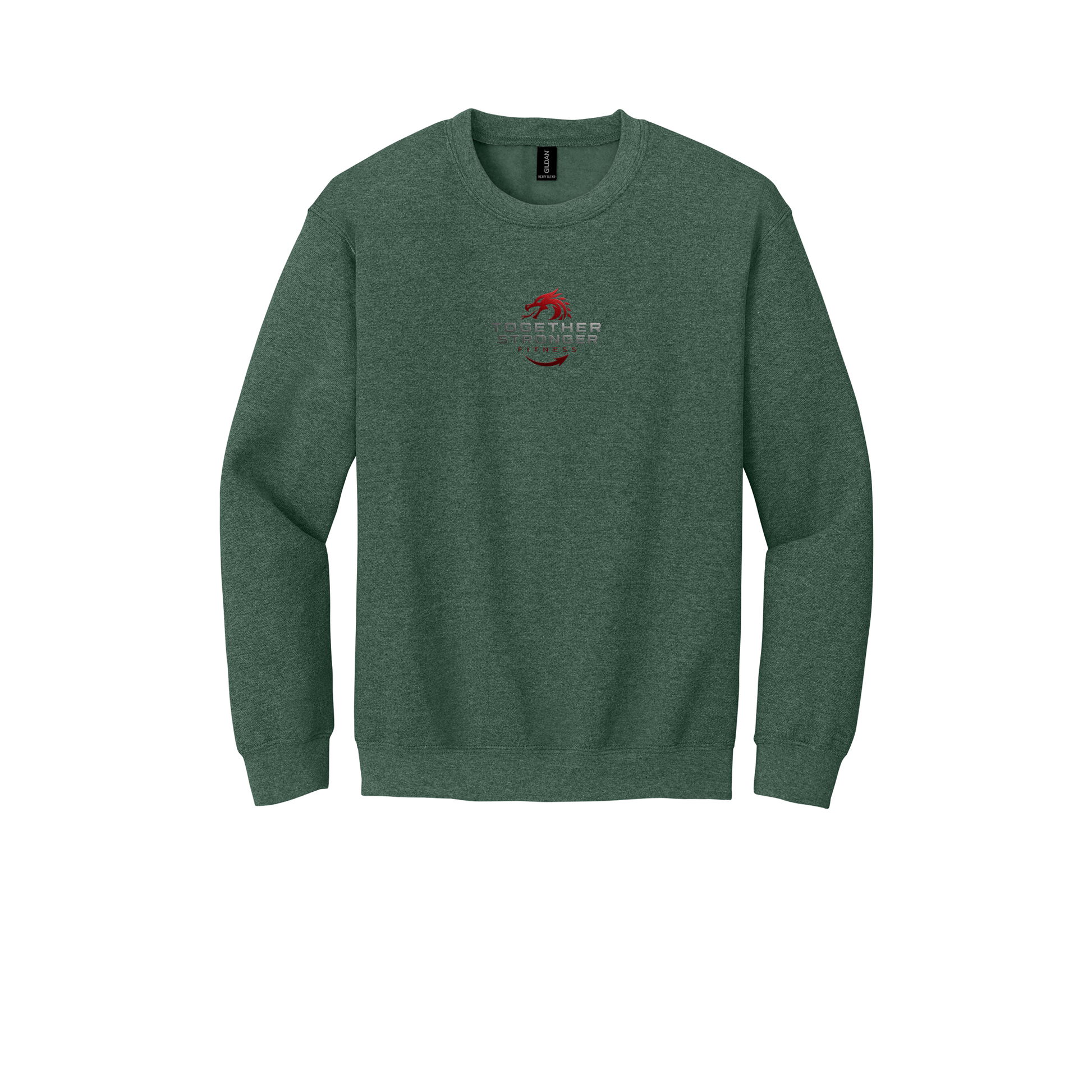 togetherstrongerfitness-comfort-crewneck-dtf-front-18000-heathersportdarkgreen-flat-front