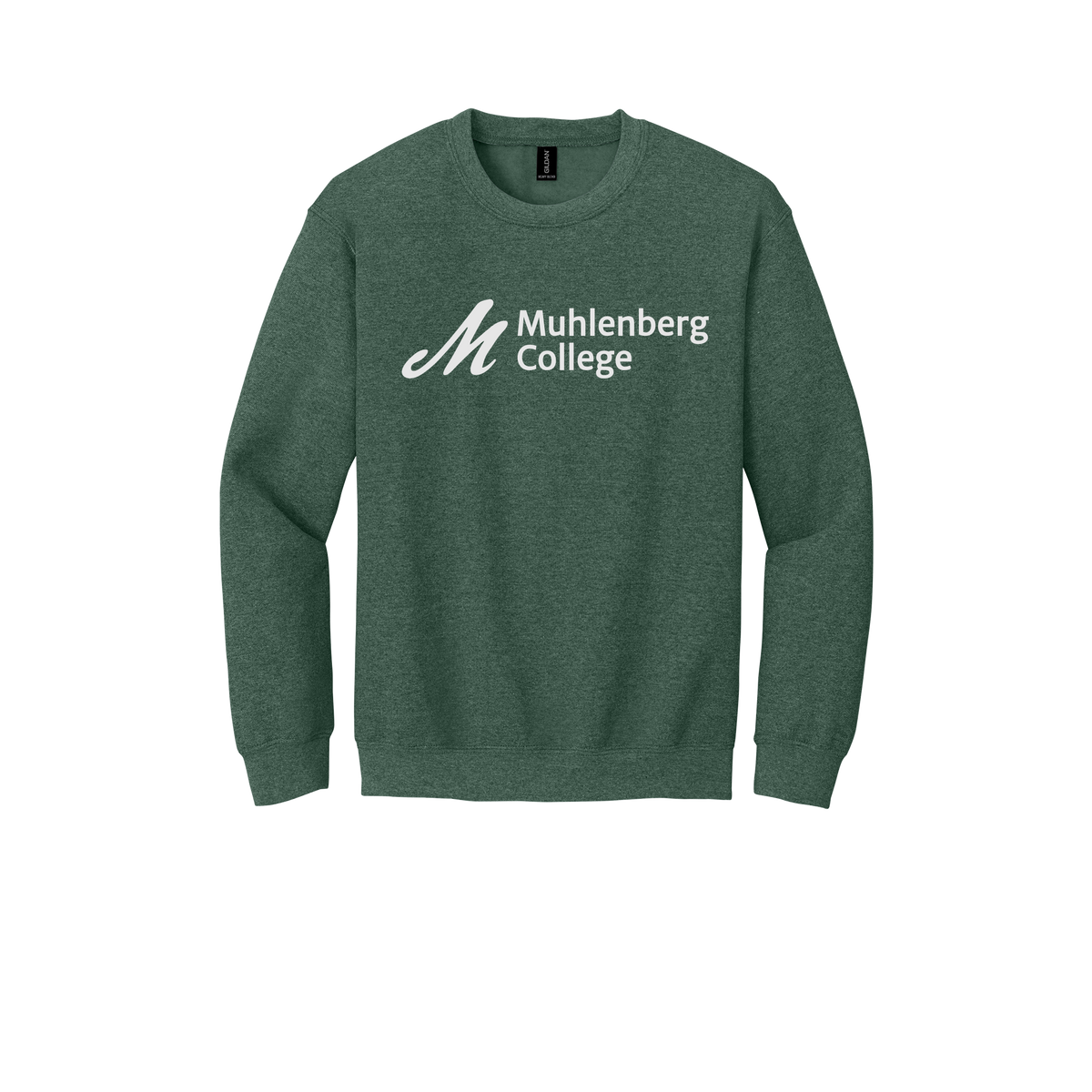 muhlenberg-comfort-crewneck-dtf-front-18000-heathersportdarkgreen-flat-front
