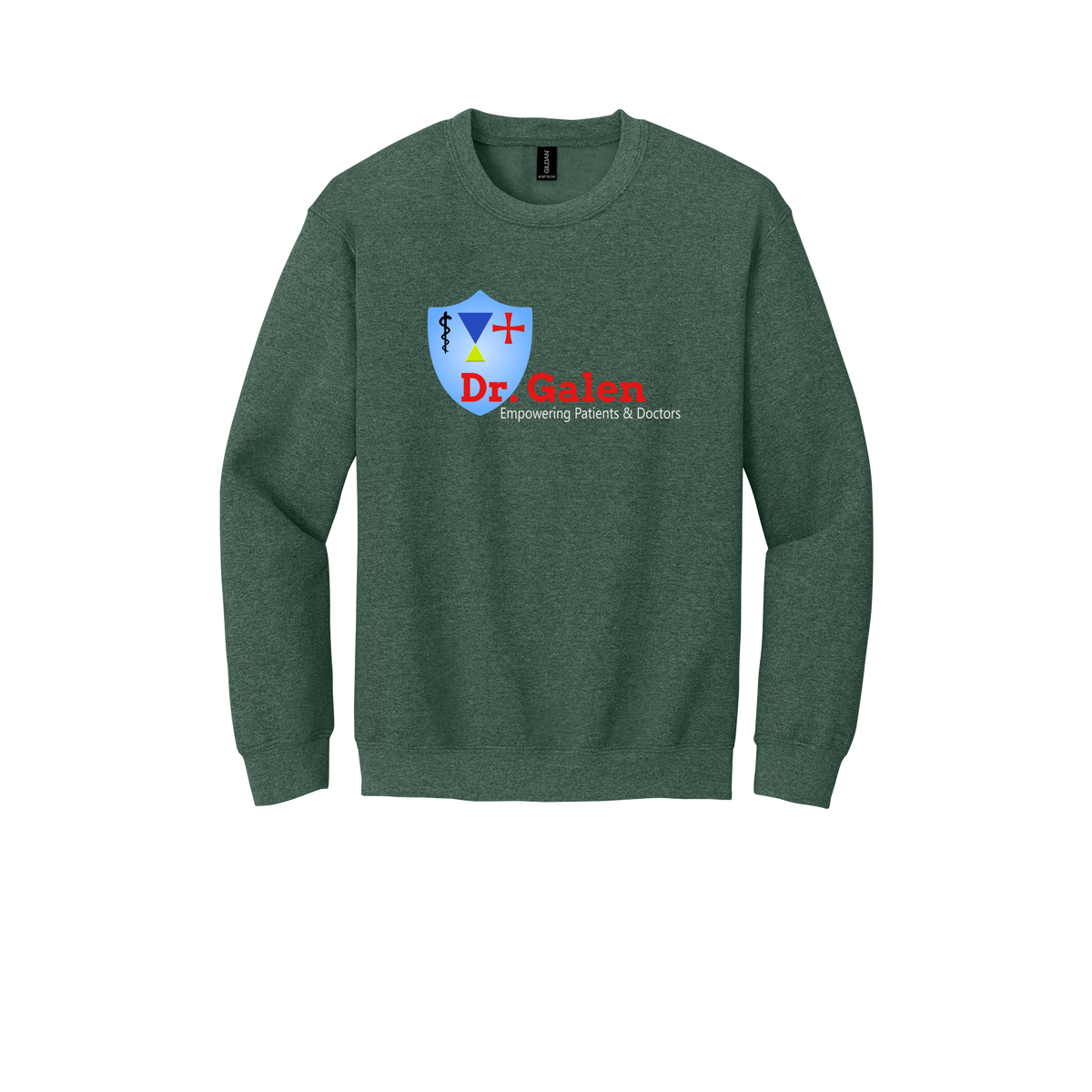 drgalen-clinic-comfort-crewneck-dtf-front-18000-heathersportdarkgreen-flat-front