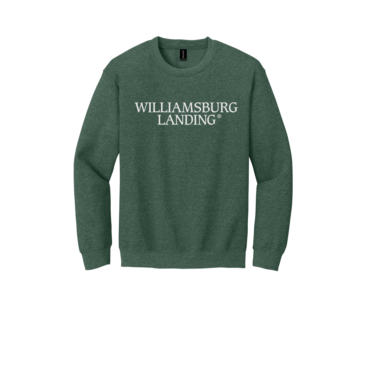 williamsburglanding-comfort-crewneck-dtf-front-18000-heathersportdarkgreen-flat-front