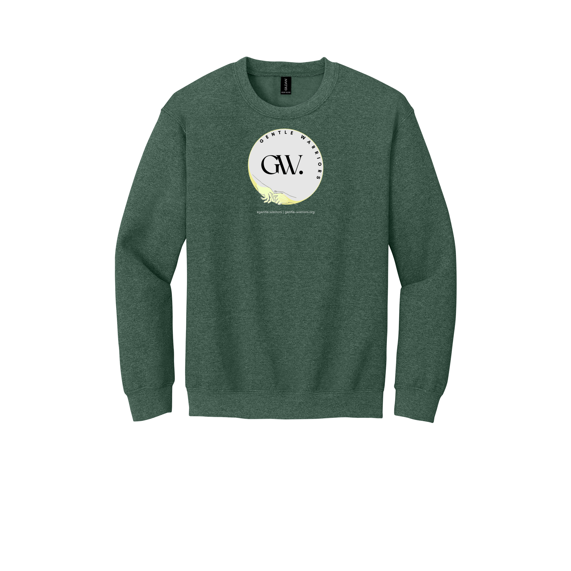 gentle-warriors-comfort-crewneck-dtf-front-18000-heathersportdarkgreen-flat-front
