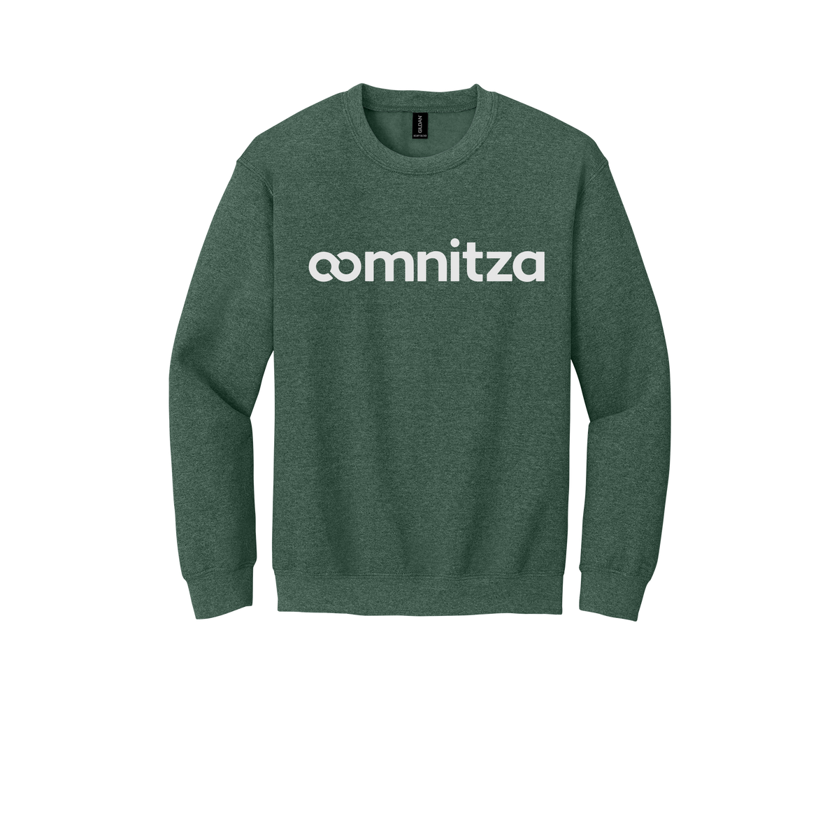 oomnitza-comfort-crewneck-dtf-front-18000-heathersportdarkgreen-flat-front