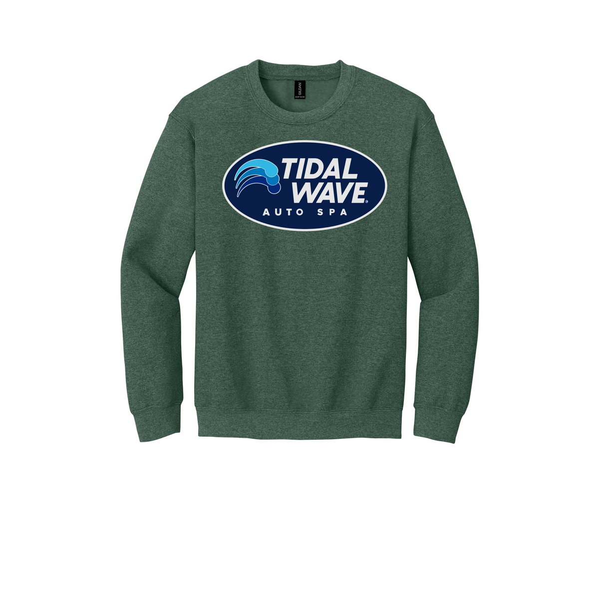 tidalwaveautospa-comfort-crewneck-dtf-front-18000-heathersportdarkgreen-flat-front