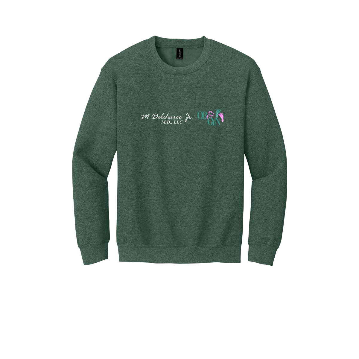 delcharco-clinic-comfort-crewneck-dtf-front-18000-heathersportdarkgreen-flat-front