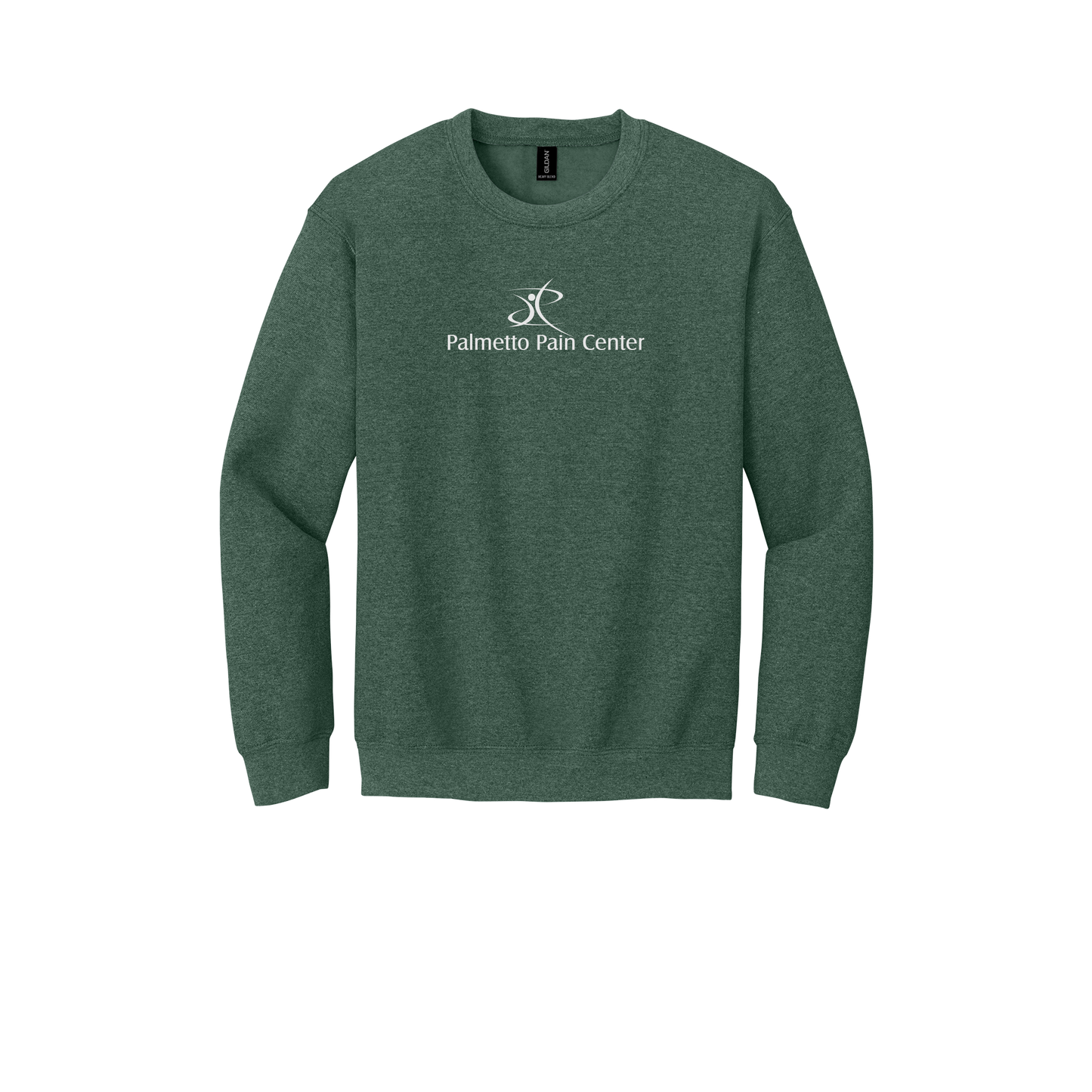 palmetto-pain-center-clinic-comfort-crewneck-dtf-front-18000-heathersportdarkgreen-flat-front