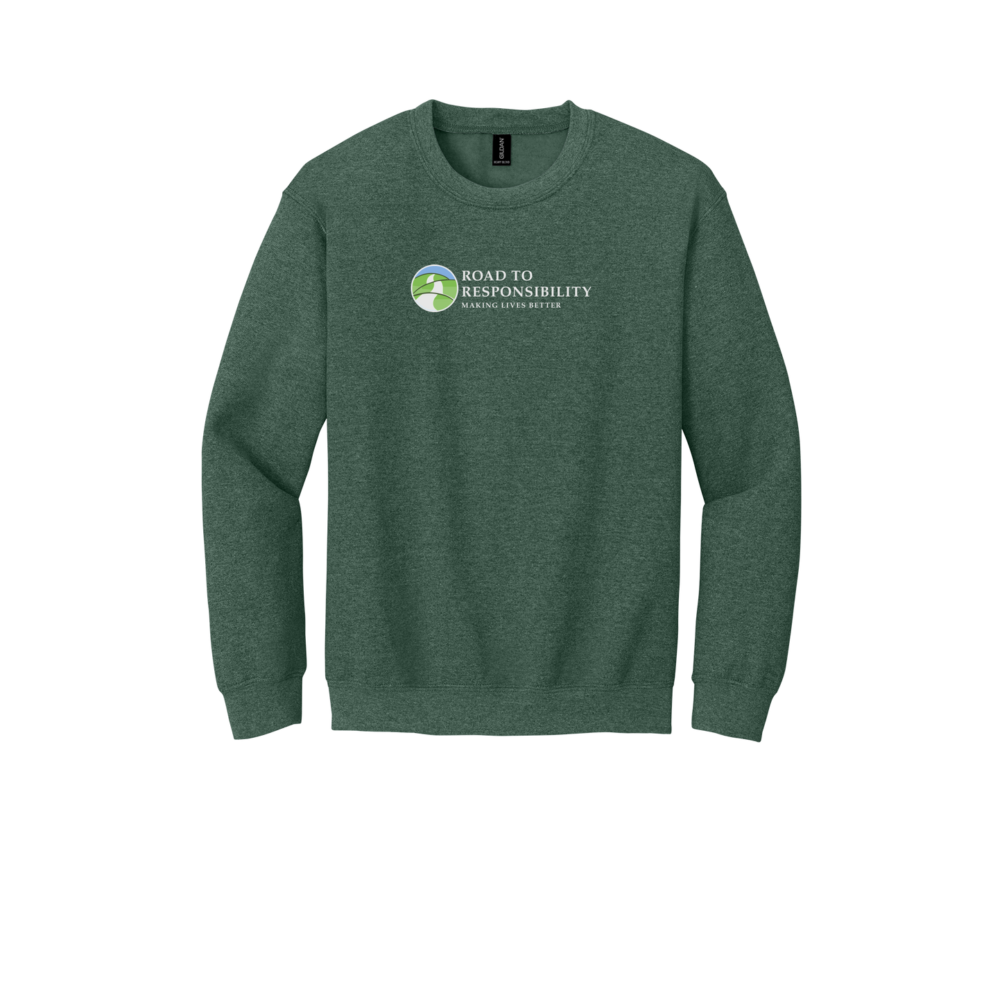 roadtoresponsibility-comfort-crewneck-dtf-front-18000-heathersportdarkgreen-flat-front