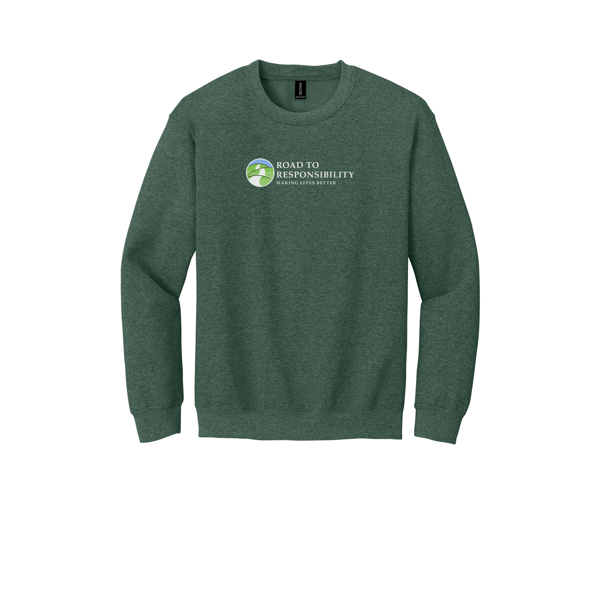 roadtoresponsibility-comfort-crewneck-dtf-front-18000-heathersportdarkgreen-flat-front