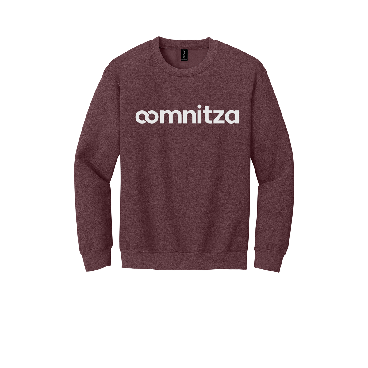 oomnitza-comfort-crewneck-dtf-front-18000-heathersportdarkmaroon-flat-front