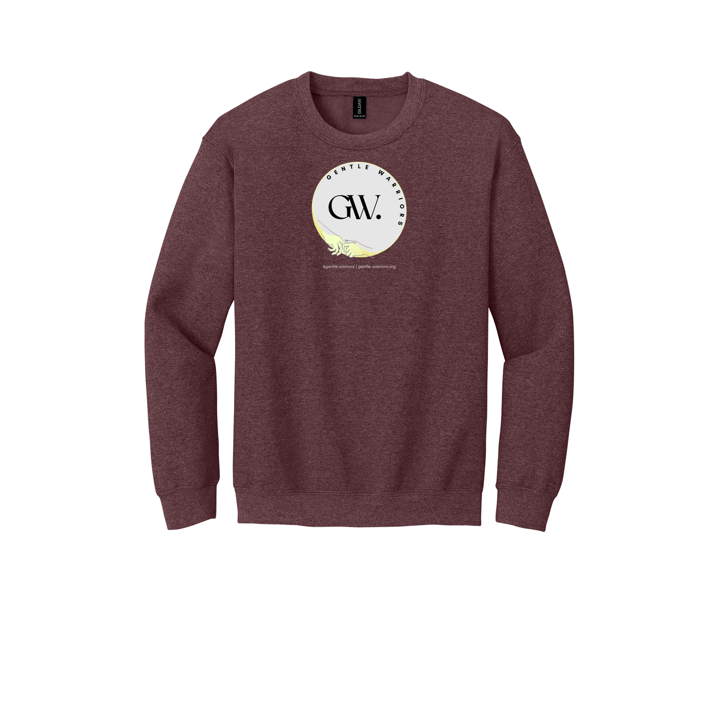 gentle-warriors-comfort-crewneck-dtf-front-18000-heathersportdarkmaroon-flat-front