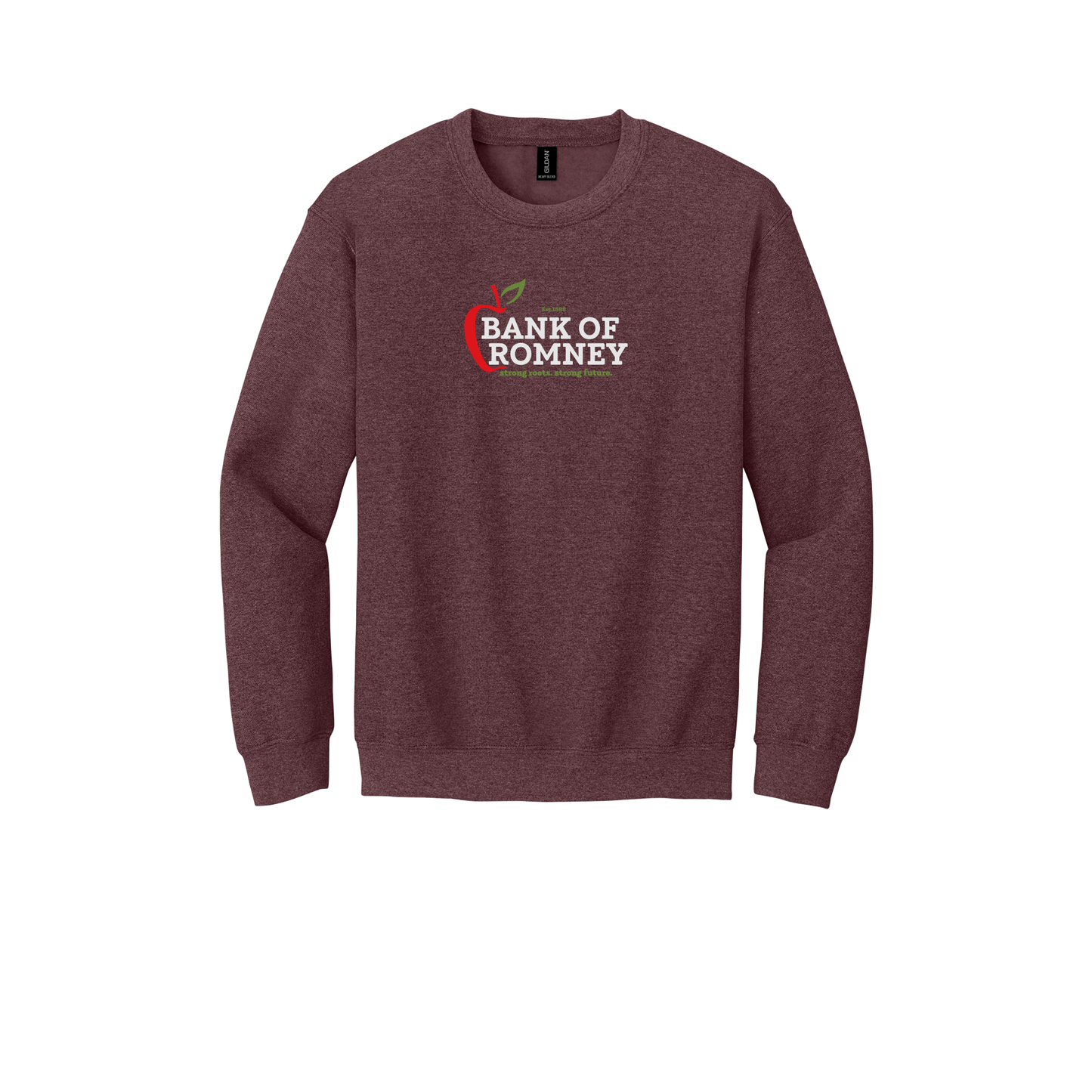 bankofromney-comfort-crewneck-dtf-front-18000-heathersportdarkmaroon-flat-front
