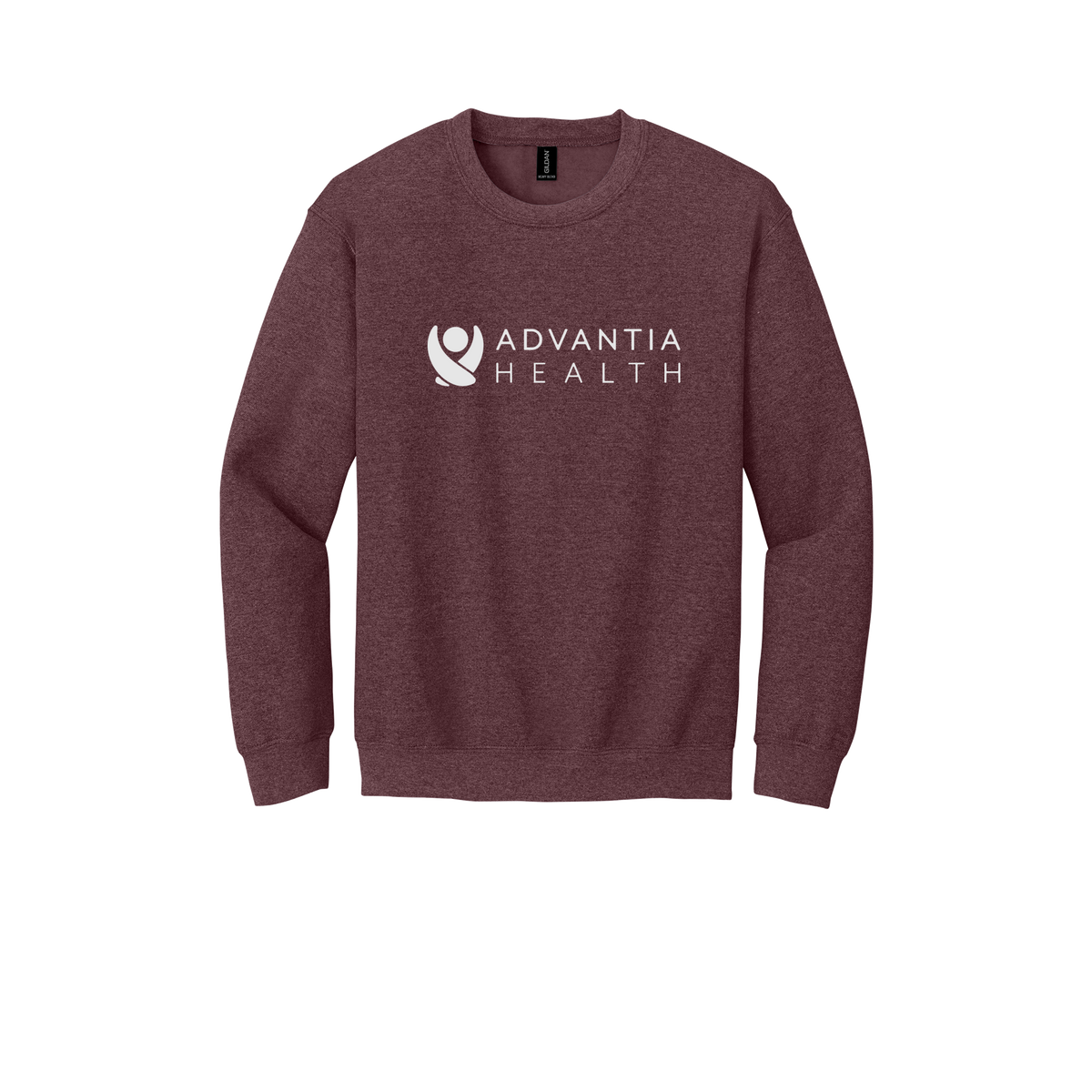 advantiahealth-clinic-comfort-crewneck-dtf-front-18000-heathersportdarkmaroon-flat-front