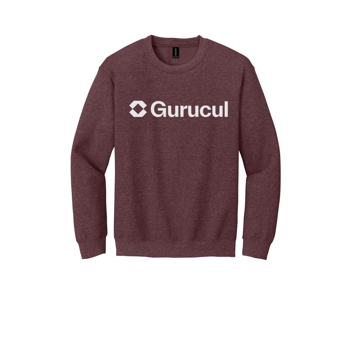 gurucul-comfort-crewneck-dtf-front-18000-heathersportdarkmaroon-flat-front
