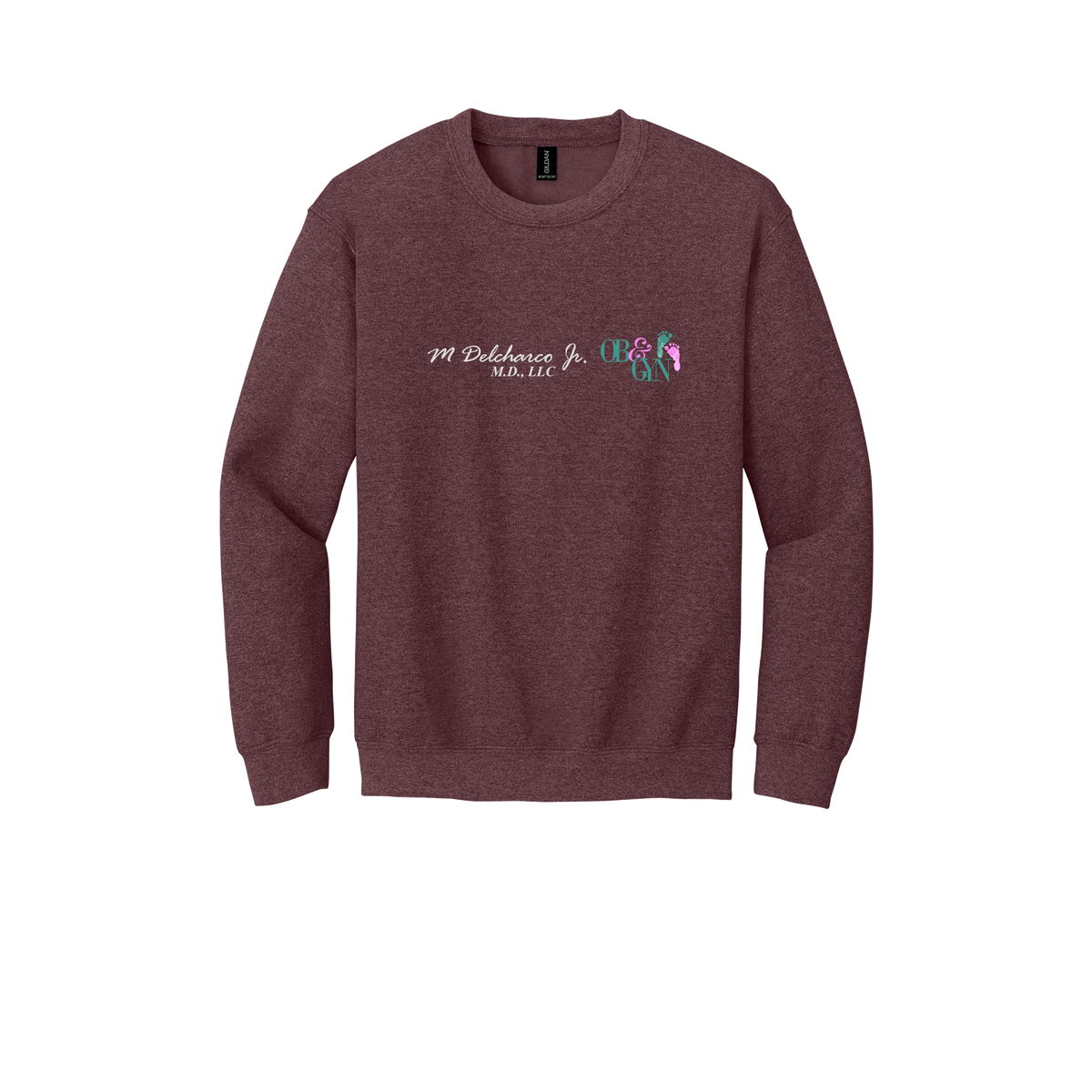 delcharco-clinic-comfort-crewneck-dtf-front-18000-heathersportdarkmaroon-flat-front