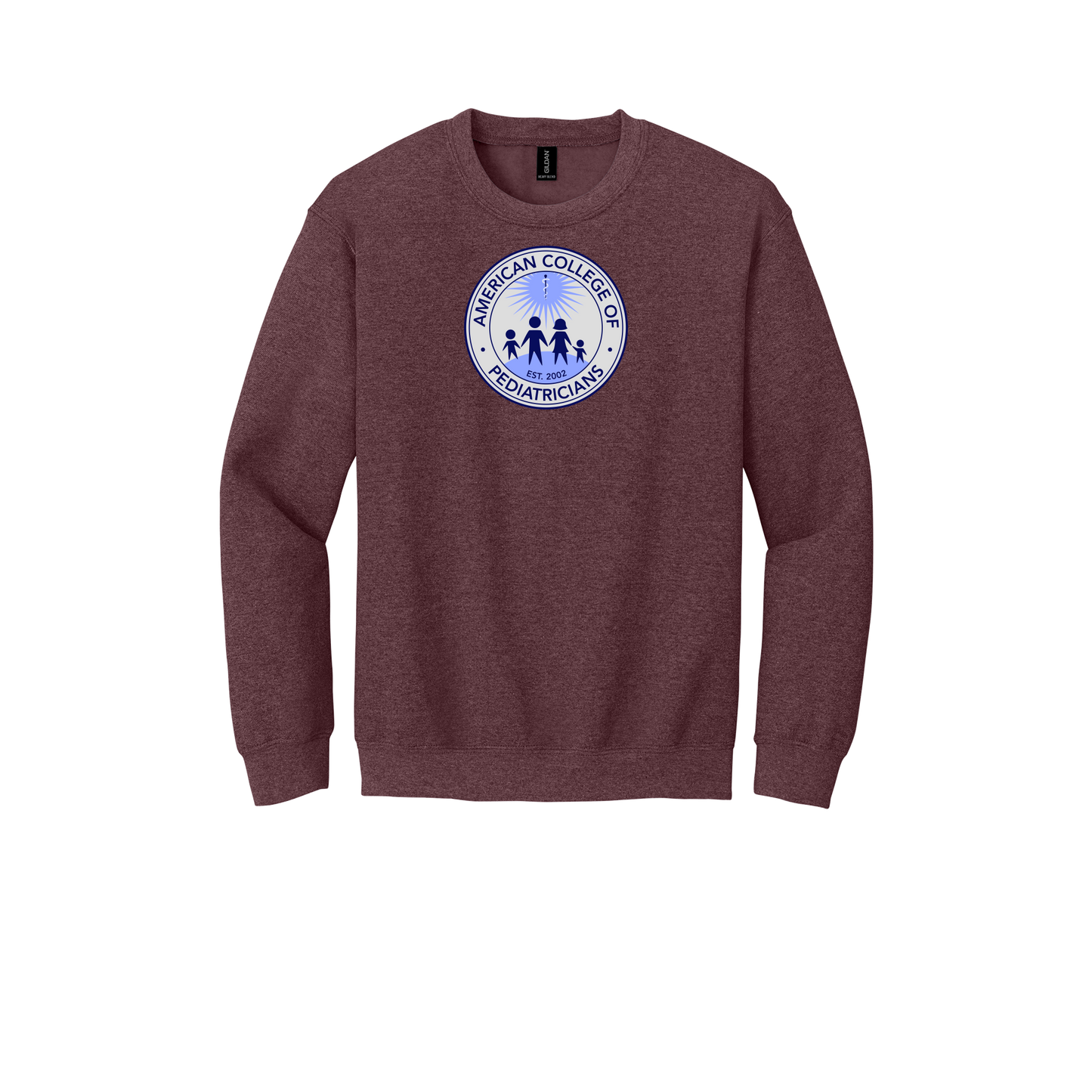 acpeds-clinic-comfort-crewneck-dtf-front-18000-heathersportdarkmaroon-flat-front