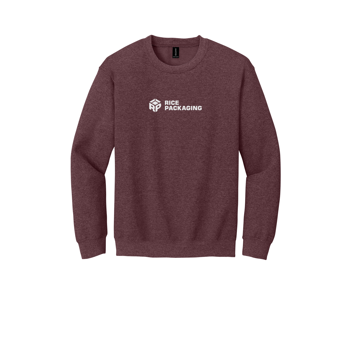 ricepackaging-comfort-crewneck-dtf-front-18000-heathersportdarkmaroon-flat-front
