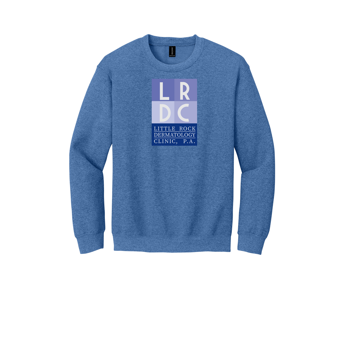littlerockdermatology-clinic-comfort-crewneck-dtf-front-18000-heathersportroyal-flat-front