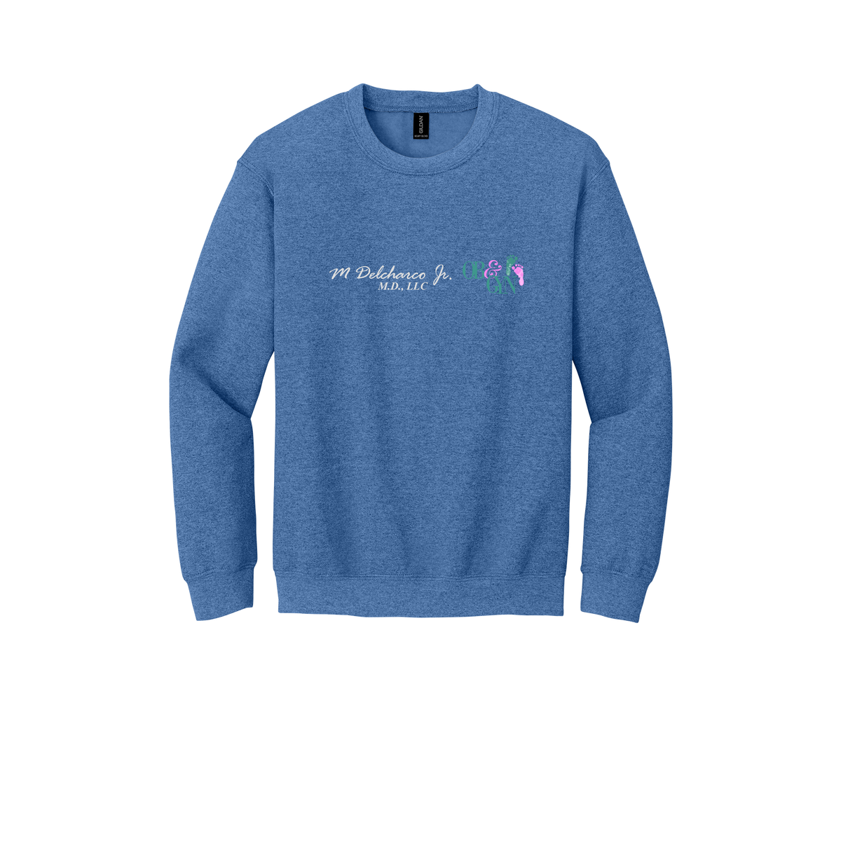 delcharco-clinic-comfort-crewneck-dtf-front-18000-heathersportroyal-flat-front