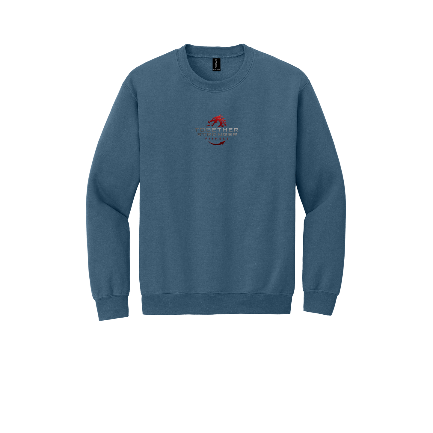 togetherstrongerfitness-comfort-crewneck-dtf-front-18000-indigoblue-flat-front
