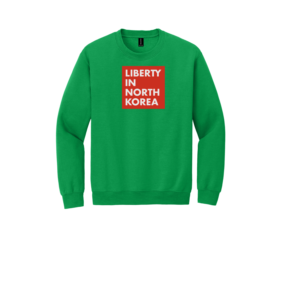 libertyinnorthkorea-comfort-crewneck-dtf-front-18000-irishgreen-flat-front