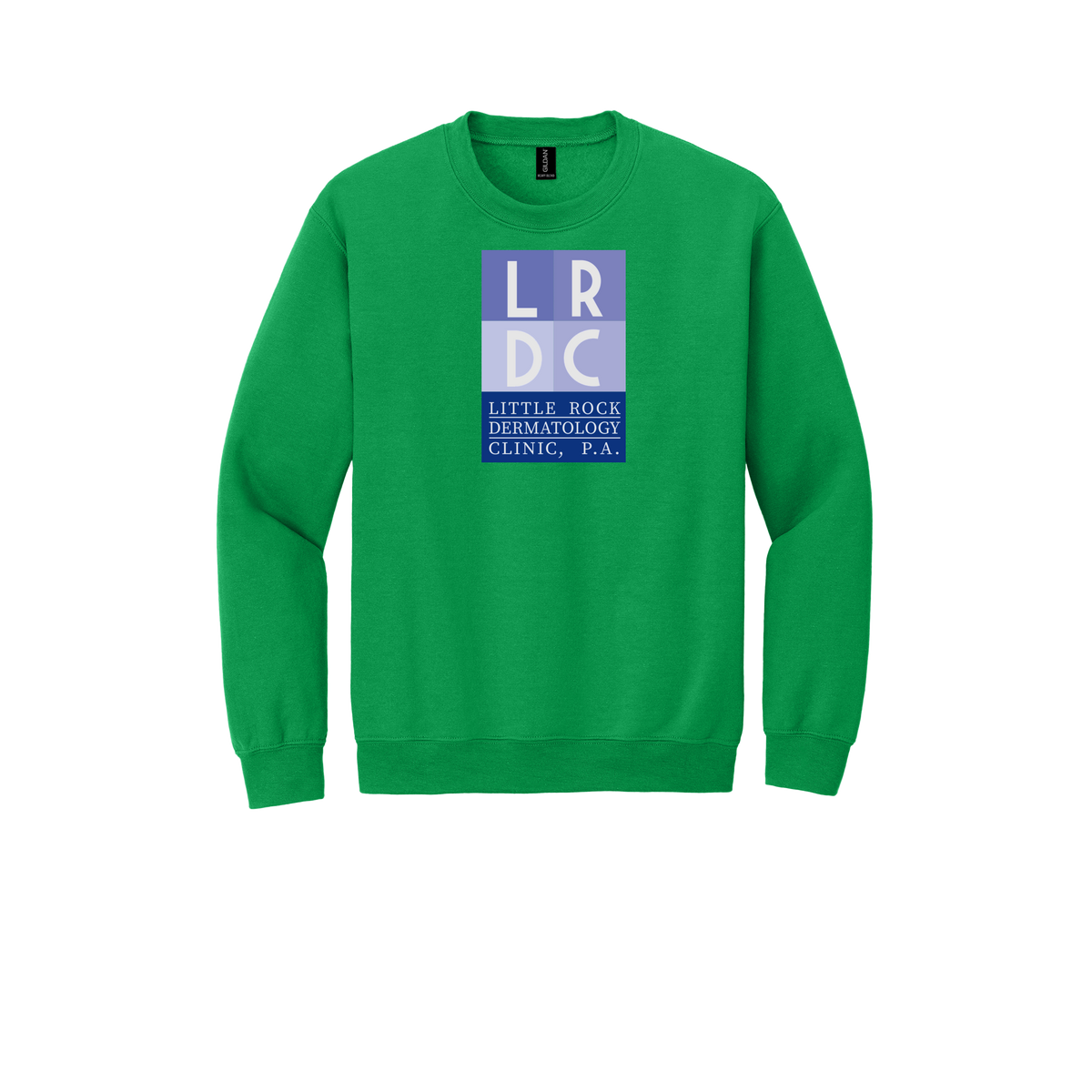 littlerockdermatology-clinic-comfort-crewneck-dtf-front-18000-irishgreen-flat-front
