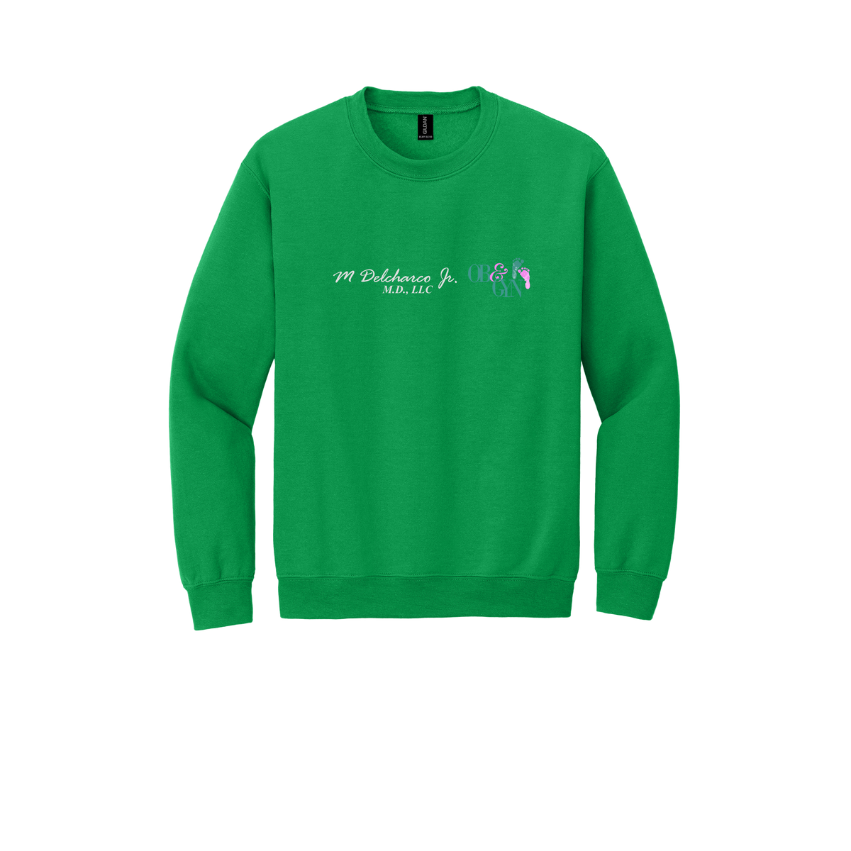 delcharco-clinic-comfort-crewneck-dtf-front-18000-irishgreen-flat-front