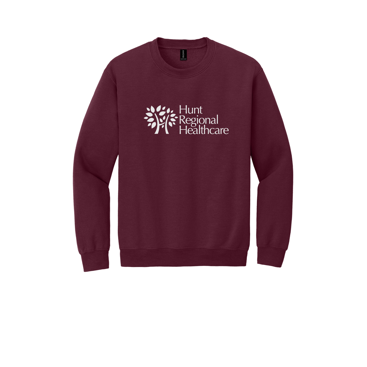 huntregional-clinic-comfort-crewneck-dtf-front-18000-maroon-flat-front