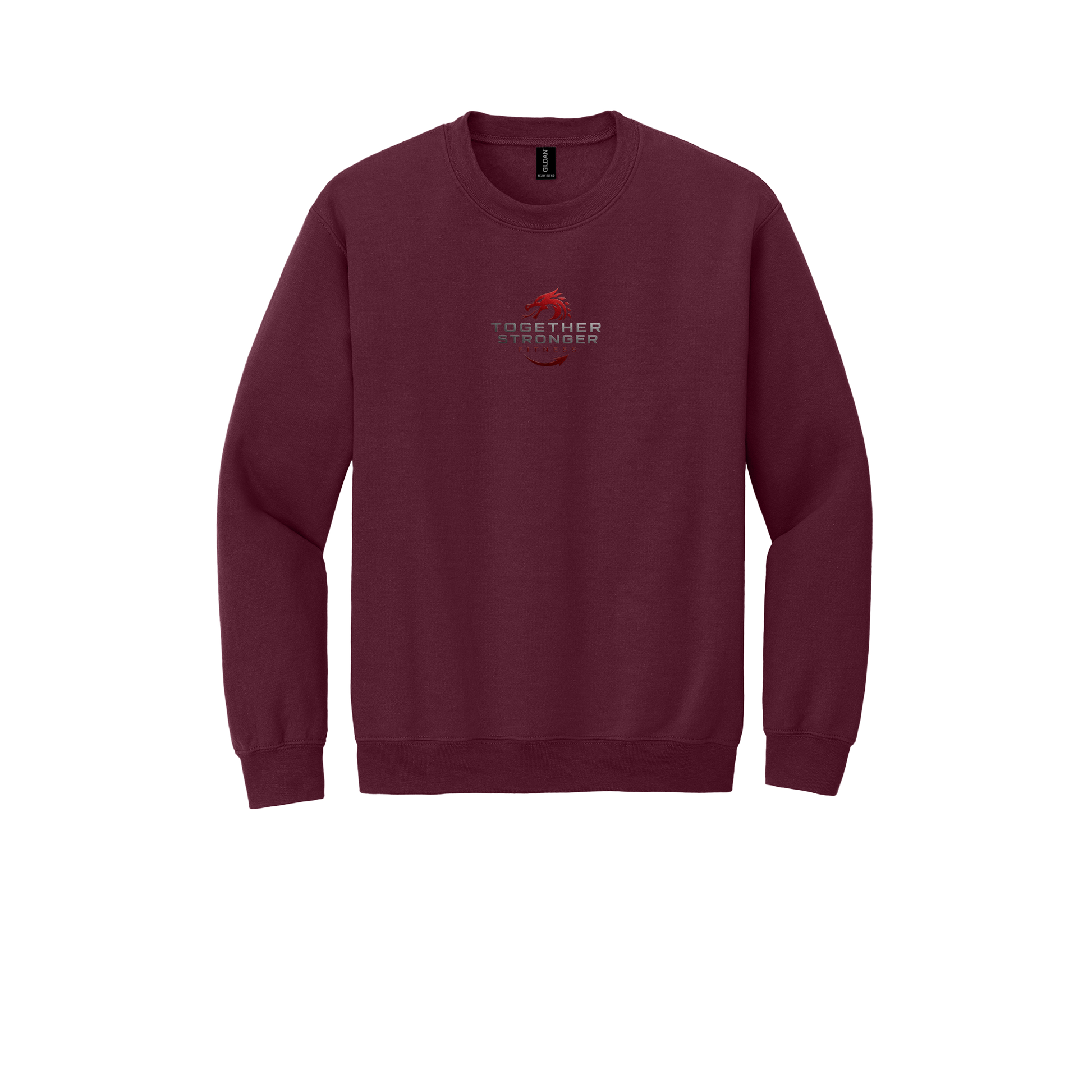 togetherstrongerfitness-comfort-crewneck-dtf-front-18000-maroon-flat-front