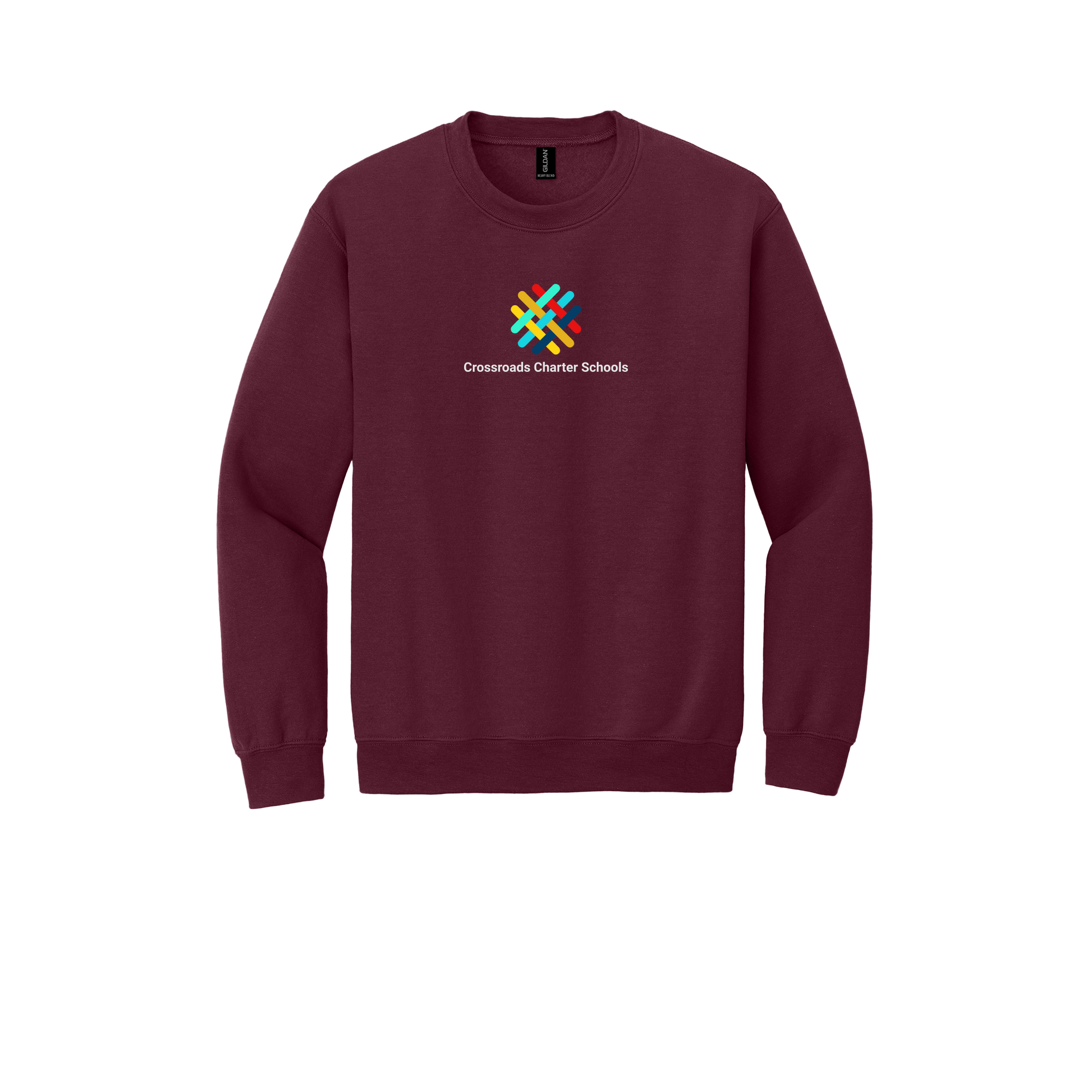 crossroadsschoolskc-comfort-crewneck-dtf-front-18000-maroon-flat-front