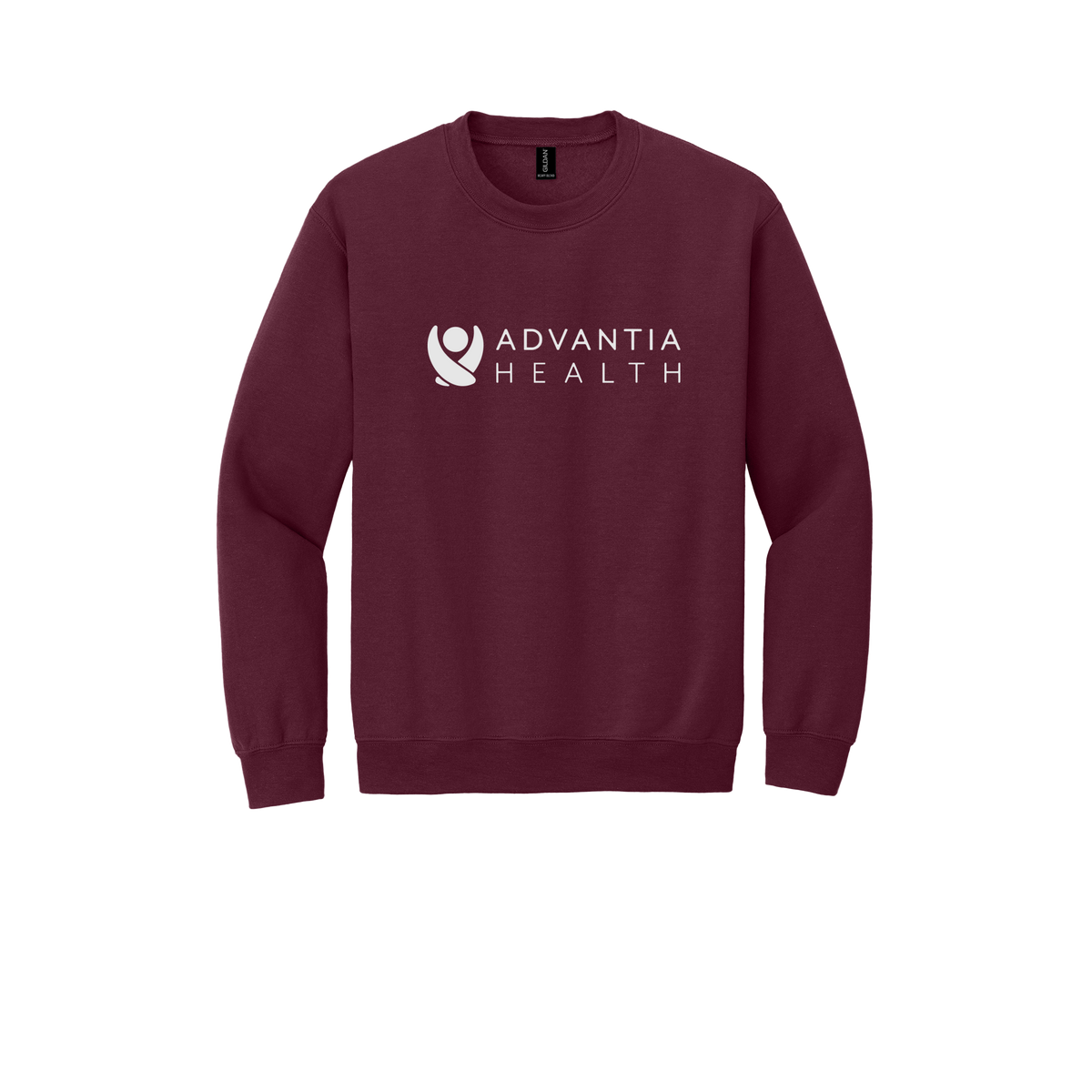 advantiahealth-clinic-comfort-crewneck-dtf-front-18000-maroon-flat-front