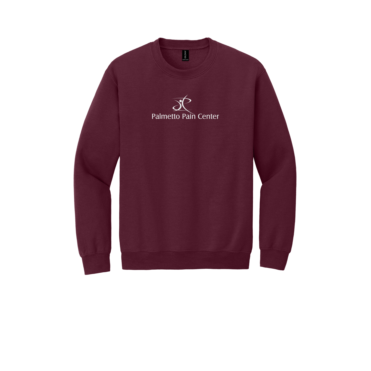 palmetto-pain-center-clinic-comfort-crewneck-dtf-front-18000-maroon-flat-front