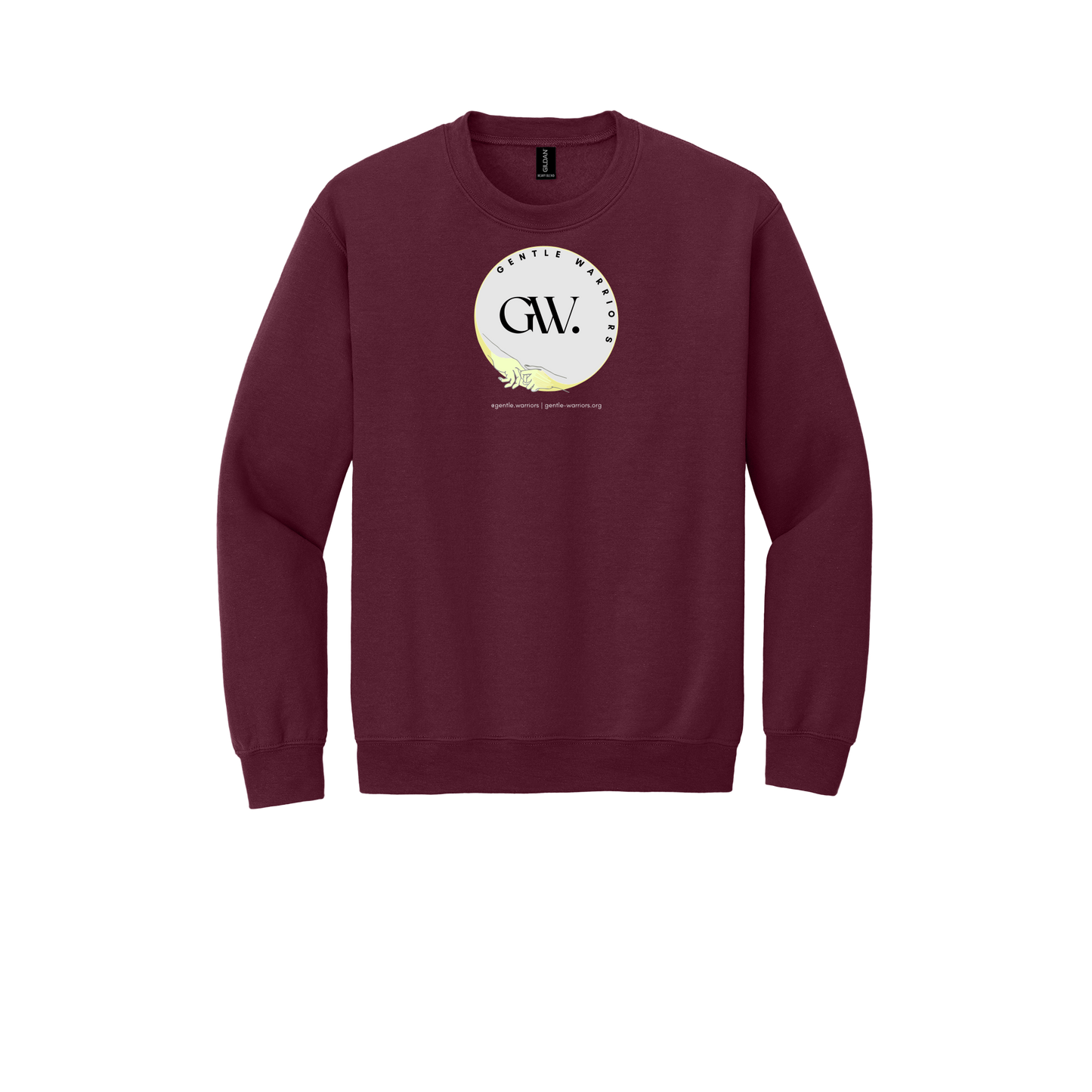 gentle-warriors-comfort-crewneck-dtf-front-18000-maroon-flat-front