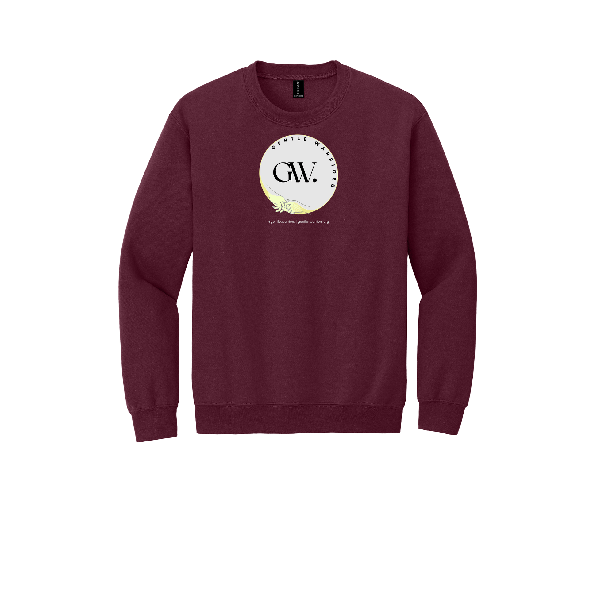 gentle-warriors-comfort-crewneck-dtf-front-18000-maroon-flat-front