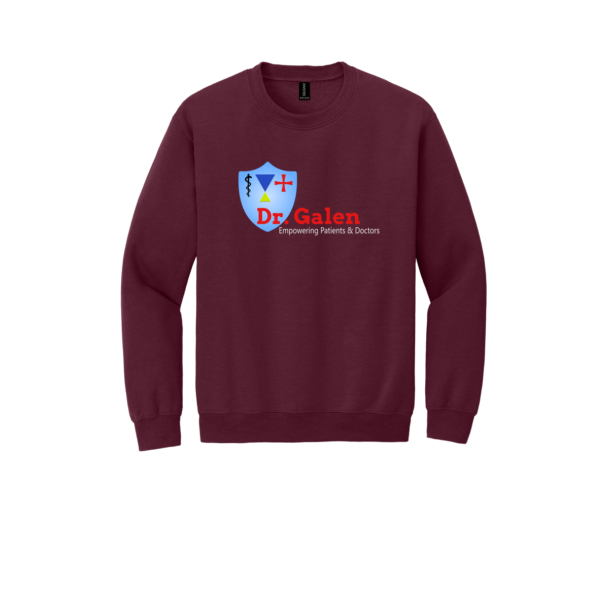 drgalen-clinic-comfort-crewneck-dtf-front-18000-maroon-flat-front