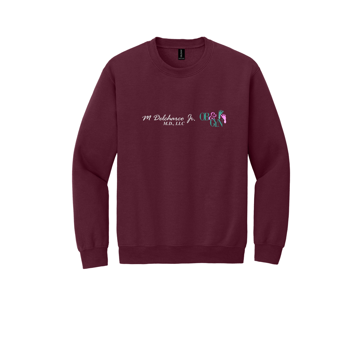 delcharco-clinic-comfort-crewneck-dtf-front-18000-maroon-flat-front