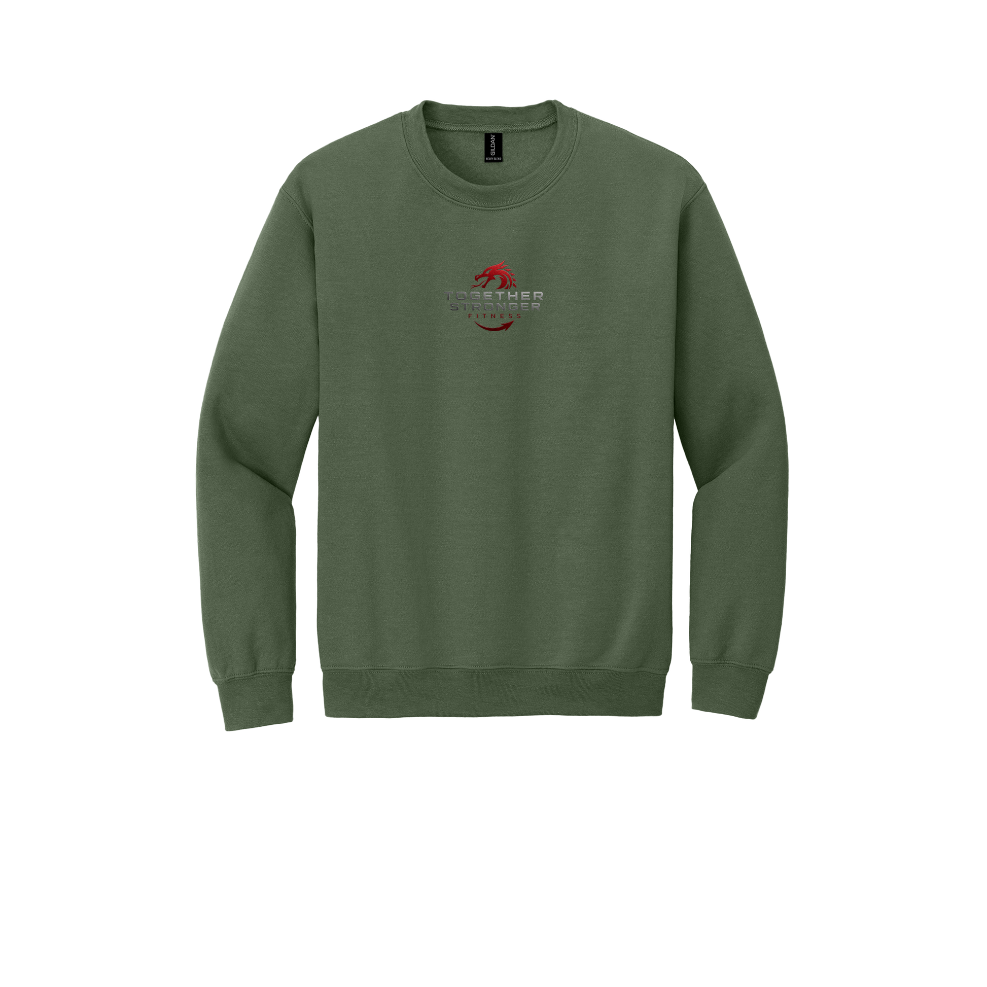 togetherstrongerfitness-comfort-crewneck-dtf-front-18000-militarygreen-flat-front