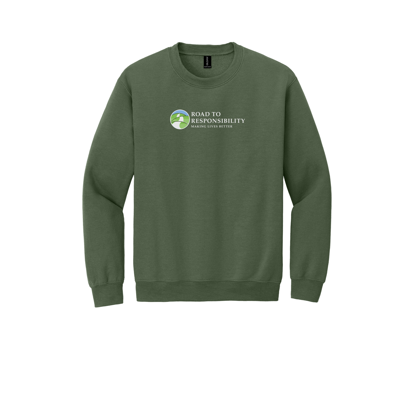 roadtoresponsibility-comfort-crewneck-dtf-front-18000-militarygreen-flat-front