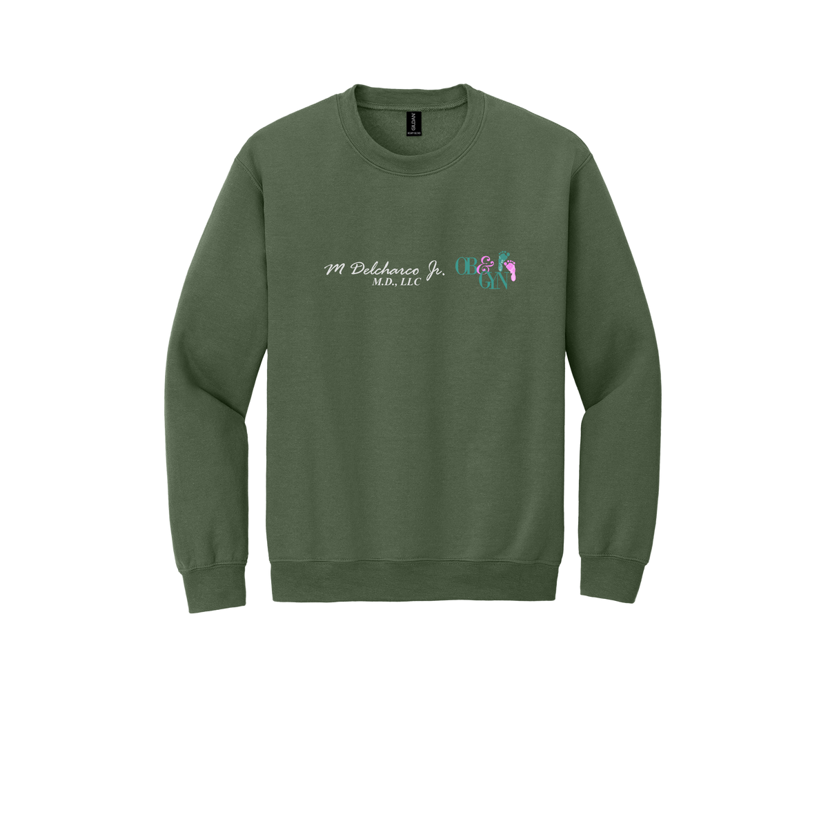 delcharco-clinic-comfort-crewneck-dtf-front-18000-militarygreen-flat-front
