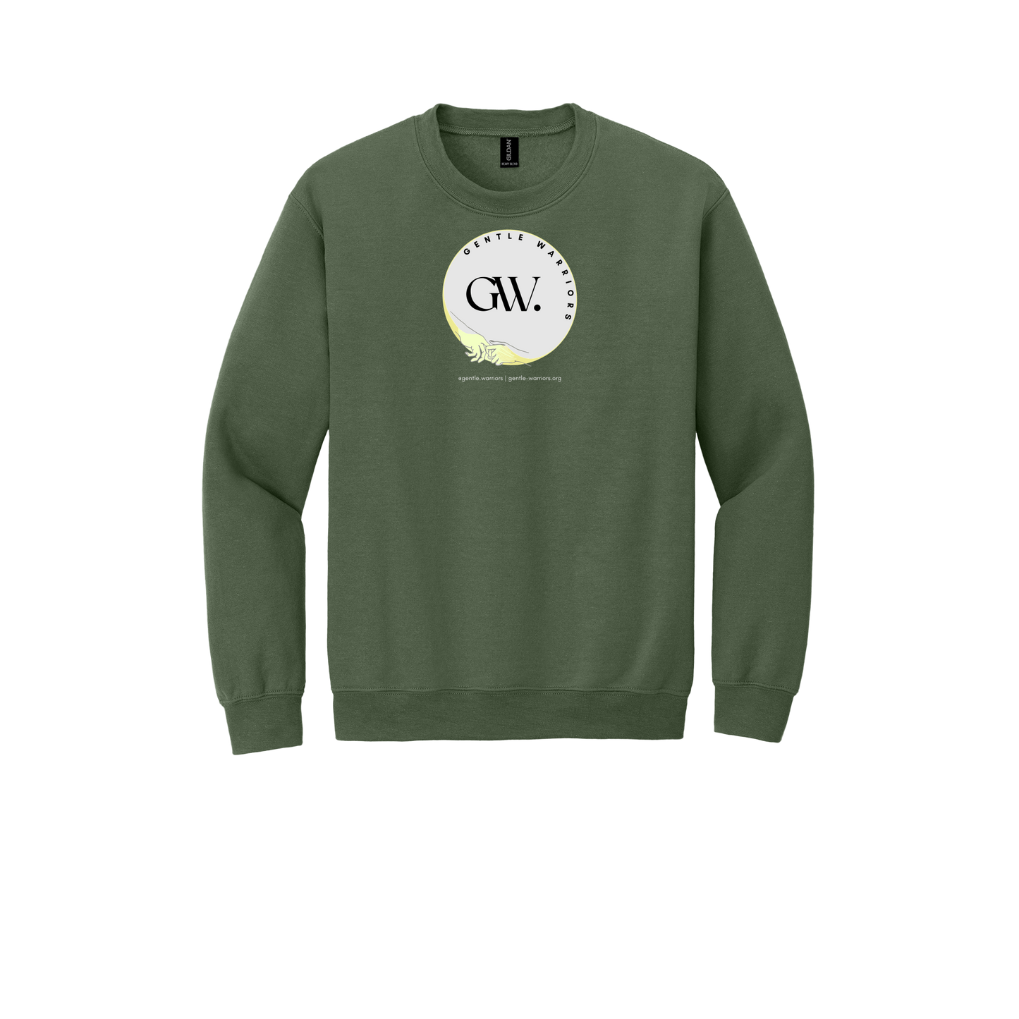 gentle-warriors-comfort-crewneck-dtf-front-18000-militarygreen-flat-front