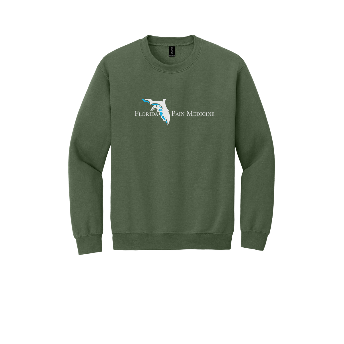 floridapainmedicine-clinic-comfort-crewneck-dtf-front-18000-militarygreen-flat-front